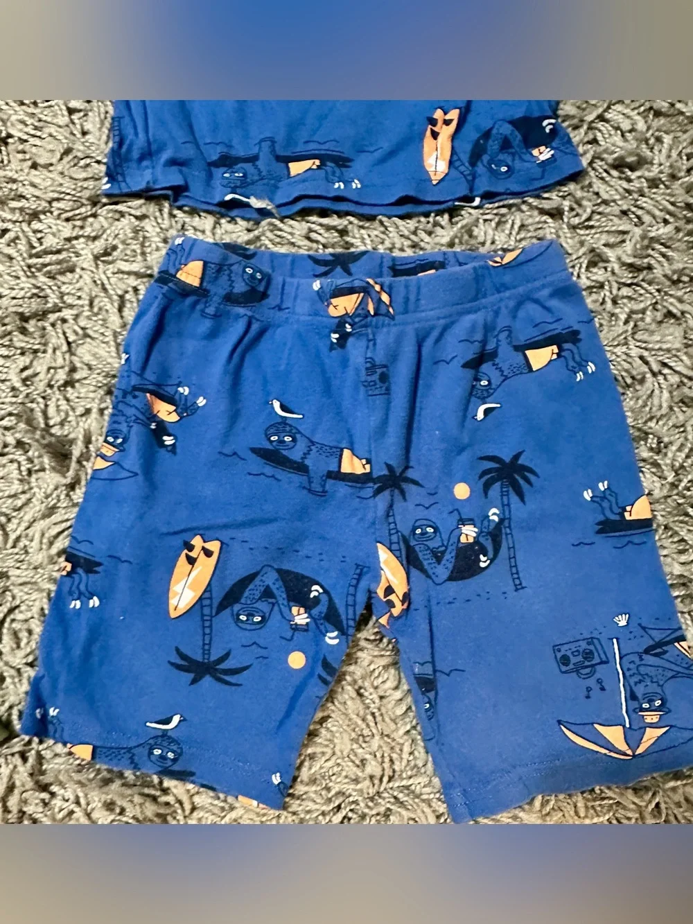 Kids Dino Graphic Tee & Shorts Set - Orange, Blue, Olive
